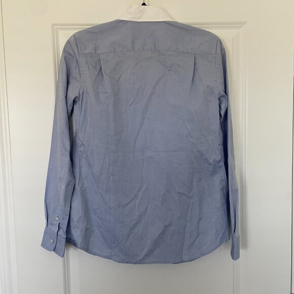 Coach 1941 Blue Button-Up Cotton Shirt – White Collar, Tailored Women’s Size 0 - Picture 3 of 8